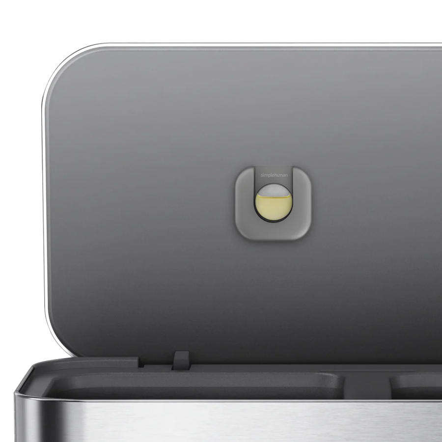 poubelle rectangulaire à pédale 58 litres, avec réserve à sacs, acier inoxydable noir