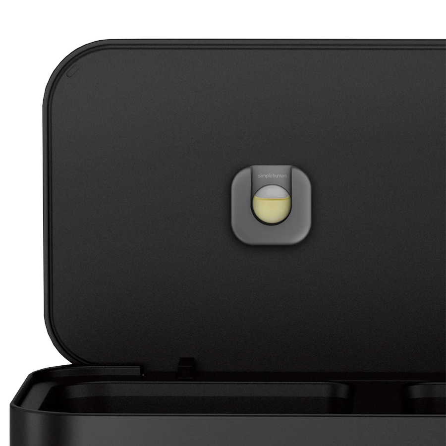 poubelle rectangulaire à pédale 58 litres, avec réserve à sacs, acier inoxydable noir